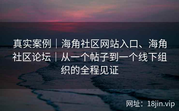真实案例｜海角社区网站入口、海角社区论坛｜从一个帖子到一个线下组织的全程见证
