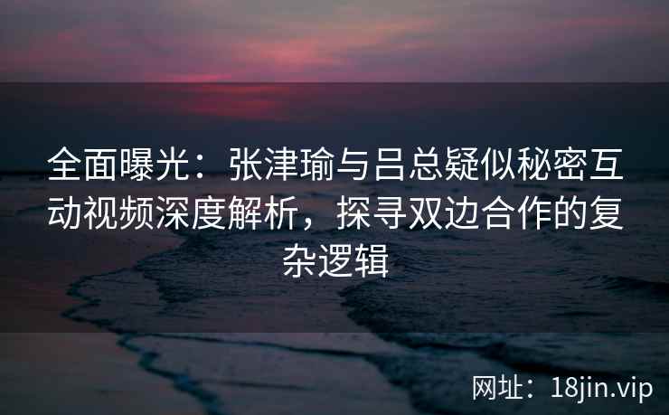 全面曝光：张津瑜与吕总疑似秘密互动视频深度解析，探寻双边合作的复杂逻辑